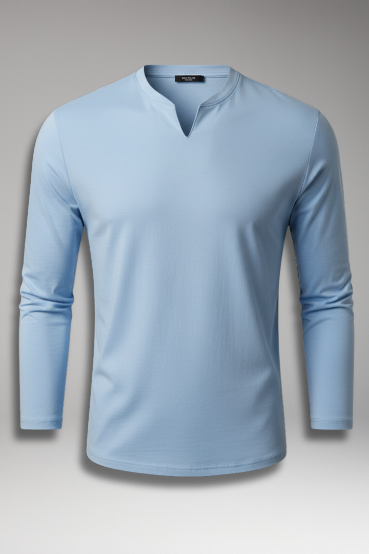 Men's V-Neck Shirt Without Buttons with Short Sleeves