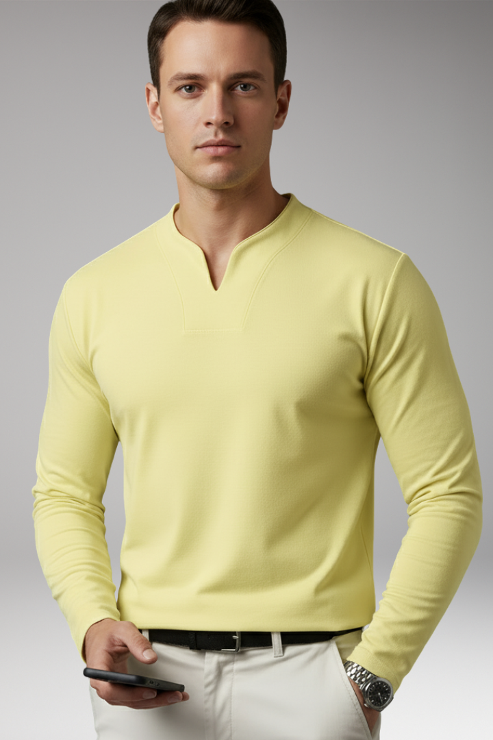 Men's V-Neck Shirt Without Buttons with Short Sleeves