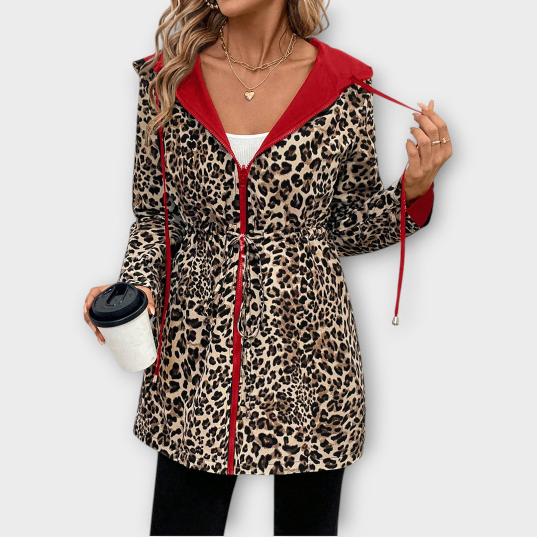 Reversible Coat with Hood and Leopard Print - Elena Harper