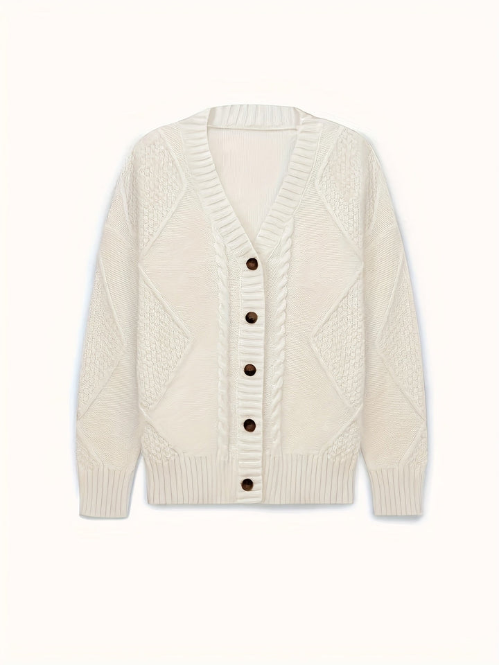 Aurélie - Elegant Cabled Cardigan V-Neck