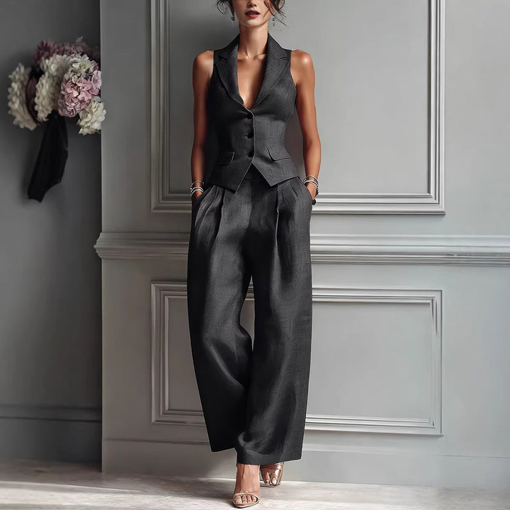 Aime™ | Two-Piece Set with V-Neck and Button Closure