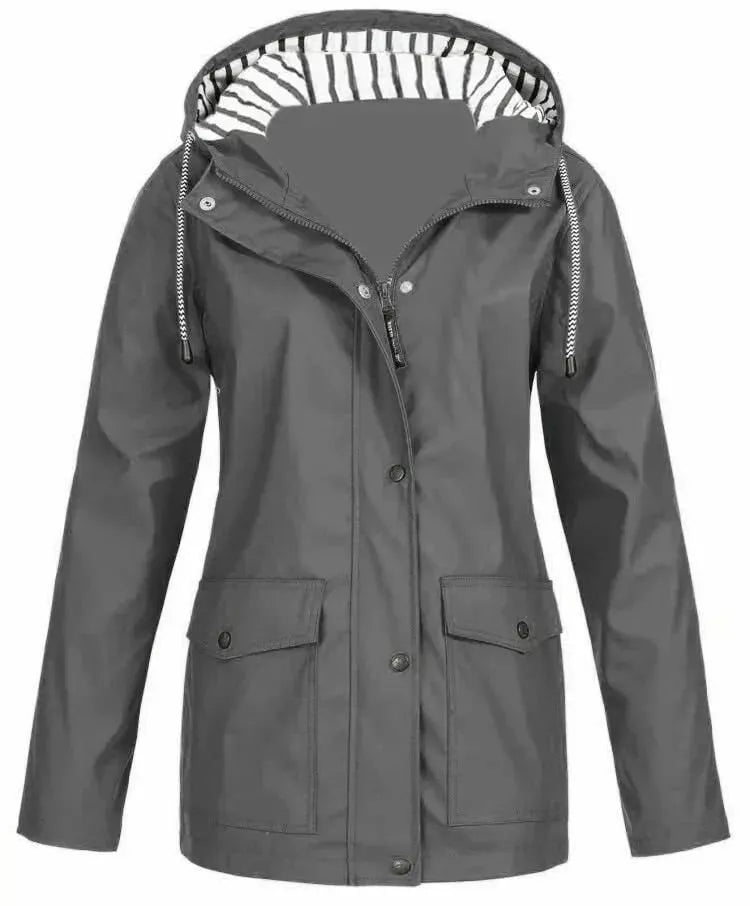 Women's Waterproof Hooded Jacket with Practical Pockets