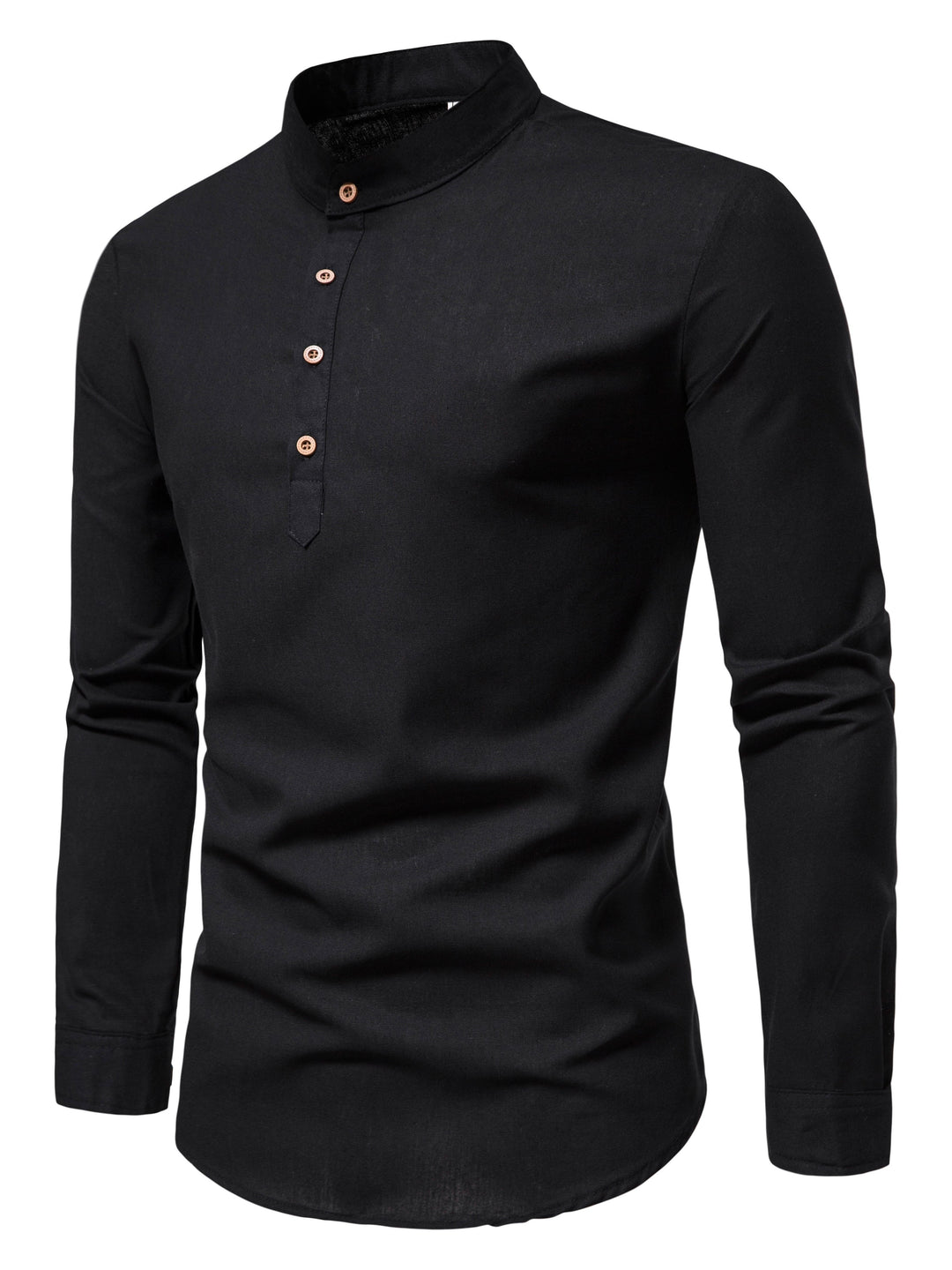 ELENA HARPER™  |  MEN'S HIGH COLLAR SHIRT WITH HALF BUTTON PLACKET