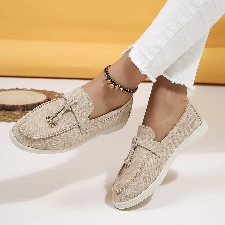 Yany Women's Suede Loafers with Knotted Tassel - Elena Harper