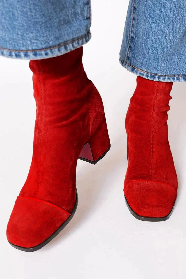Elizabeth | Eye-catching Suede Ankle Boots with Leopard Accent