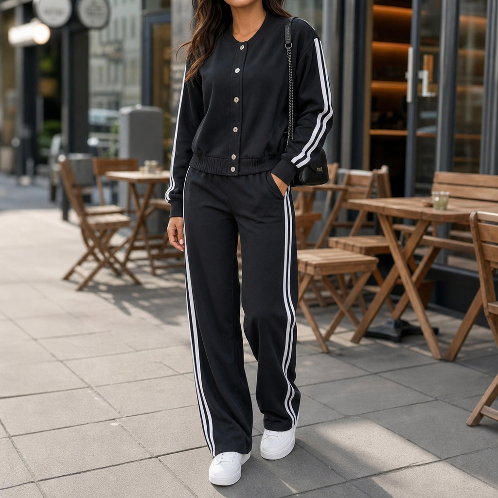 Sophie | Elegant High-Waist Tracksuit Set with Wide Legs