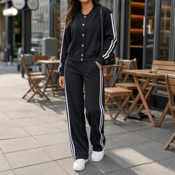 Sophie | Elegant High-Waist Tracksuit Set with Wide Legs