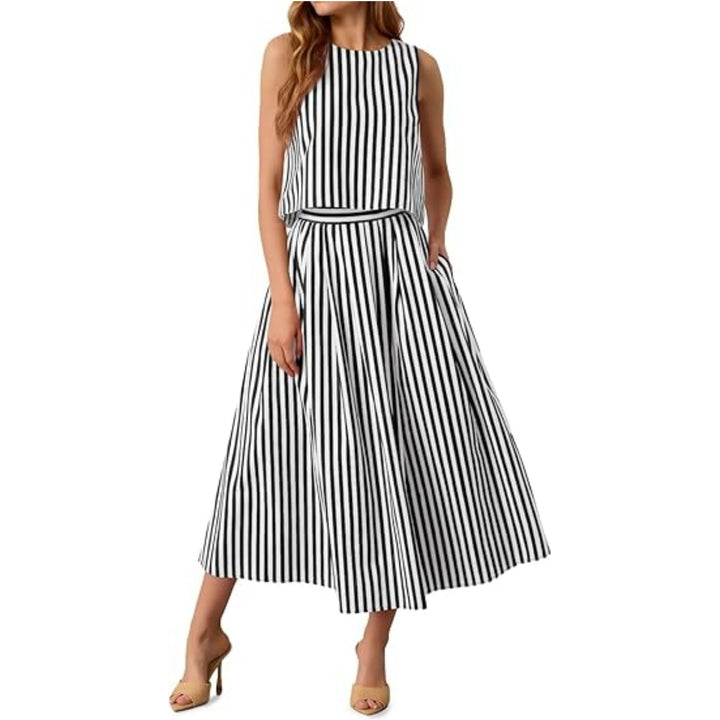 Women's Striped Tank Top Set – Casual and Trendy Two-Piece Outfit