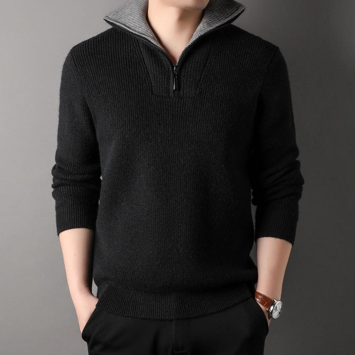 Men's Ribbed Sweater with Half Zip - Elion