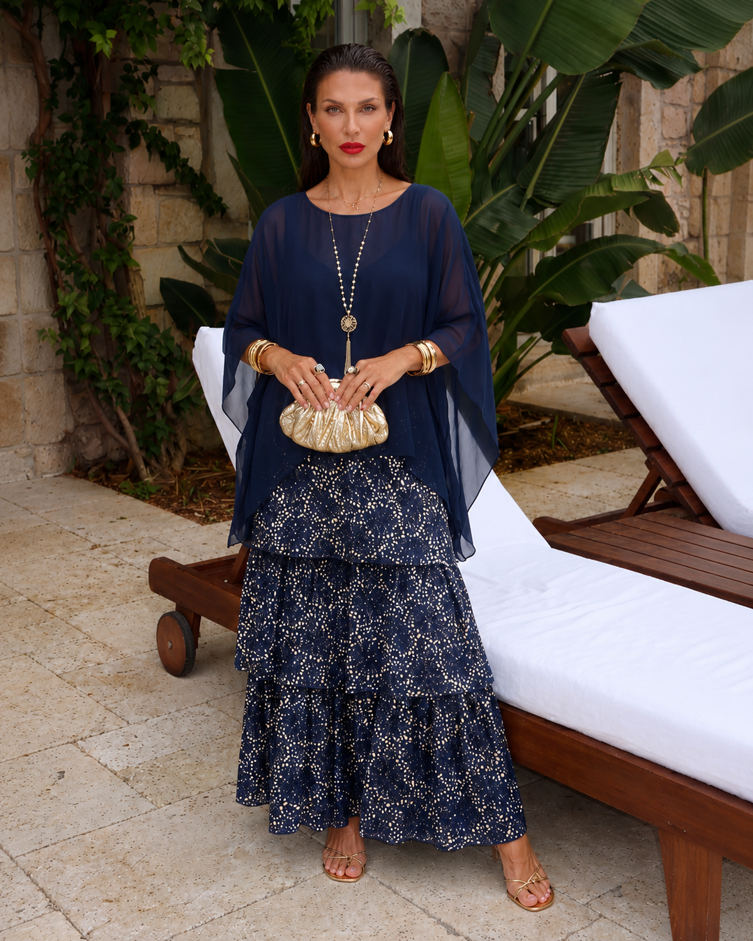 Amélie Elegant Belly-Covering Chiffon Maxi Dress, view 7 - Elena Harper