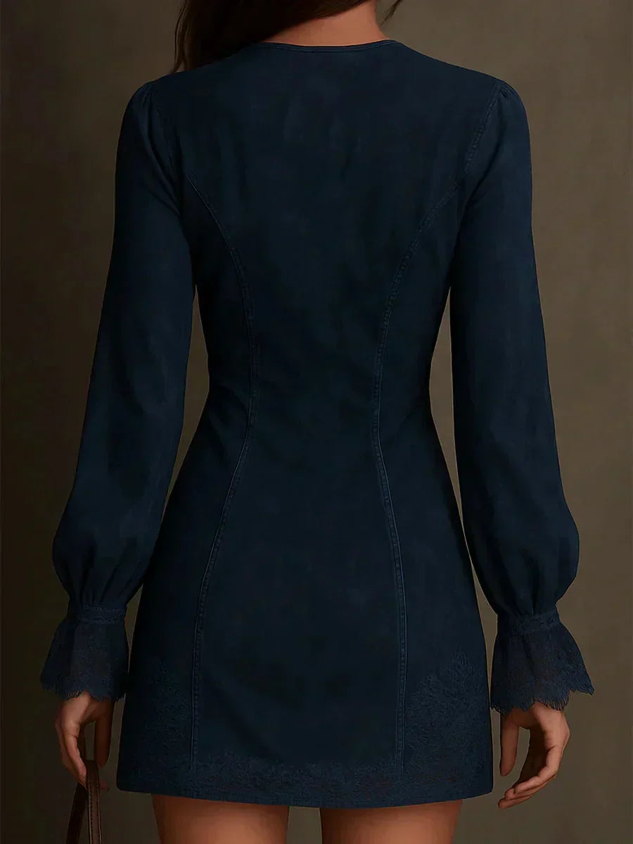 Mary – Blue Mini Dress with Lace