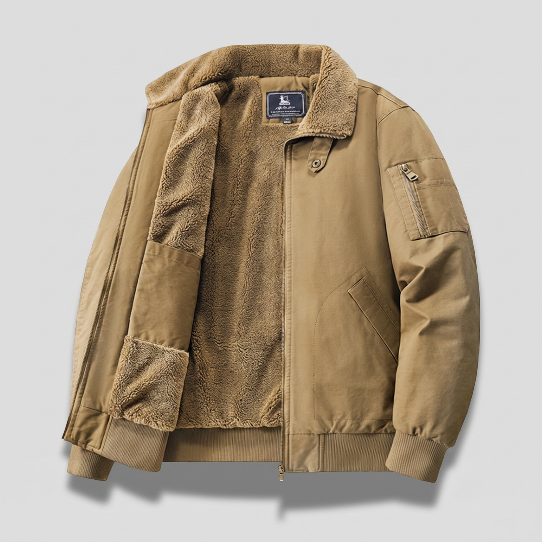 Leon Modern and Comfortable Fleece Bomber Jacket - Elena Harper