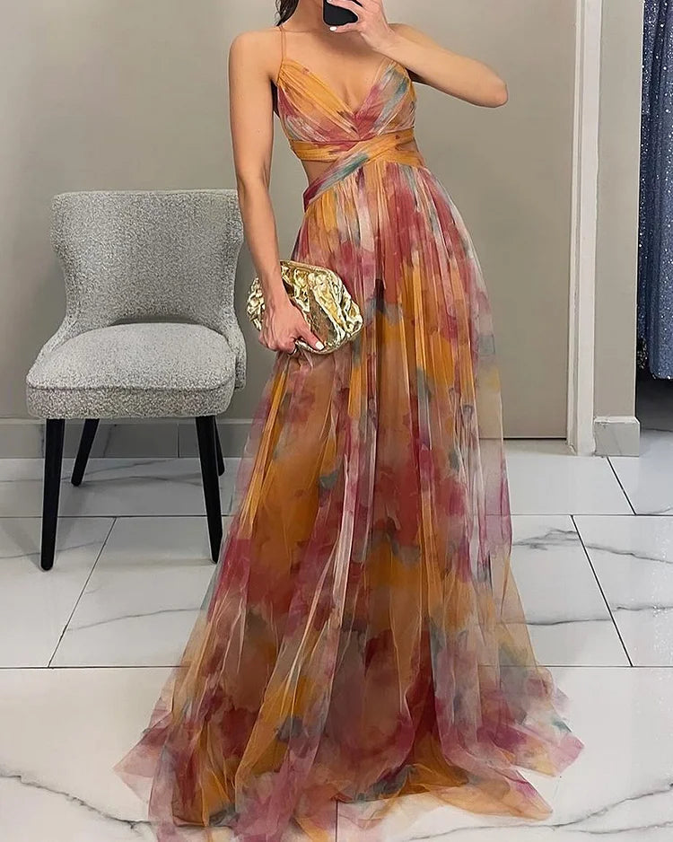 Elegant Dress with Print and Halter Neck by Sophia - Elena Harper
