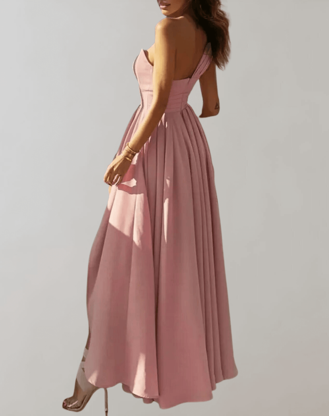 Women's Pleated Cocktail Dress with Slit