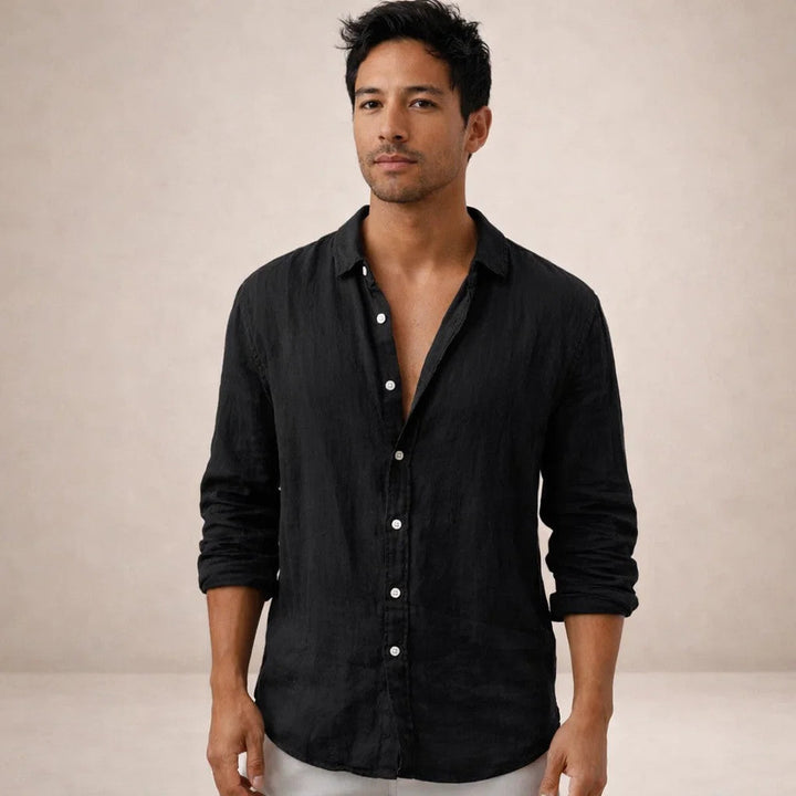 ELENA HARPER™  |  OPEN COLLAR LINEN SHIRT FOR MEN
