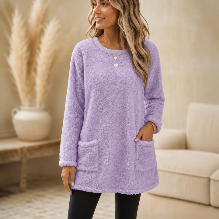 CozyLayer Brushed-Lining Long-Sleeve Tunic Top - Elena Harper