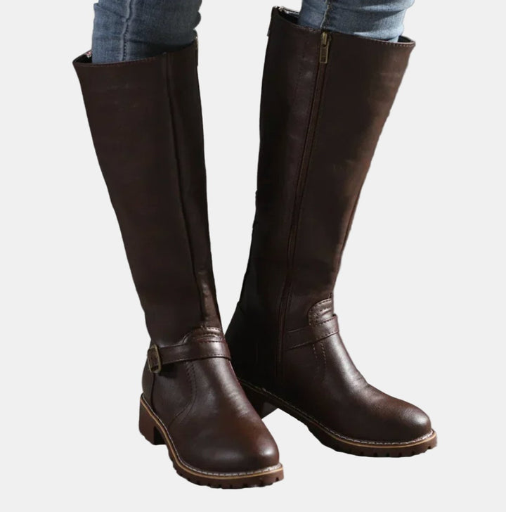 Giselle | Elegant Knee-High Riding Boots with Buckle Details