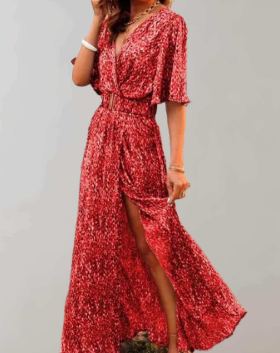Women's Loose Floral Print Dress with Slit