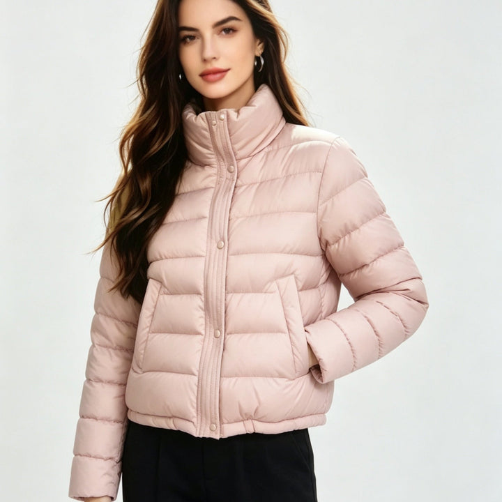 Quilted Women's Coat in Korean Style Warm and Lightweight, view 3 - Elena Harper