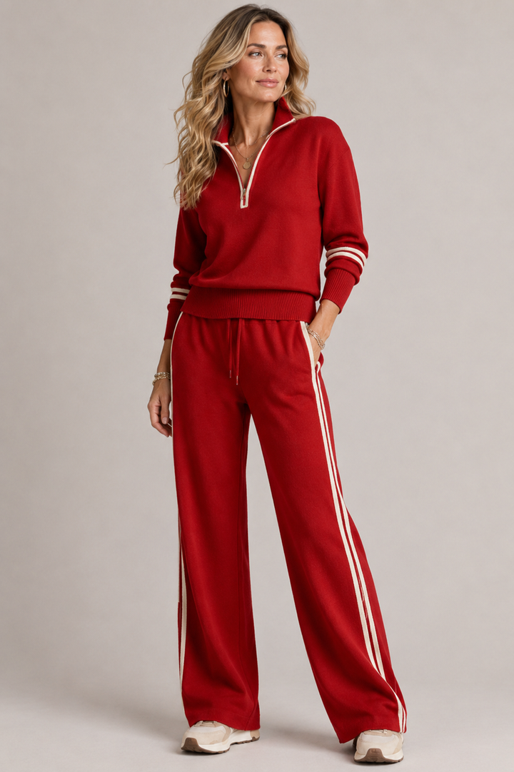 Women's Zip-Up Sweatshirt and Pants Set - Comfortable and Modern