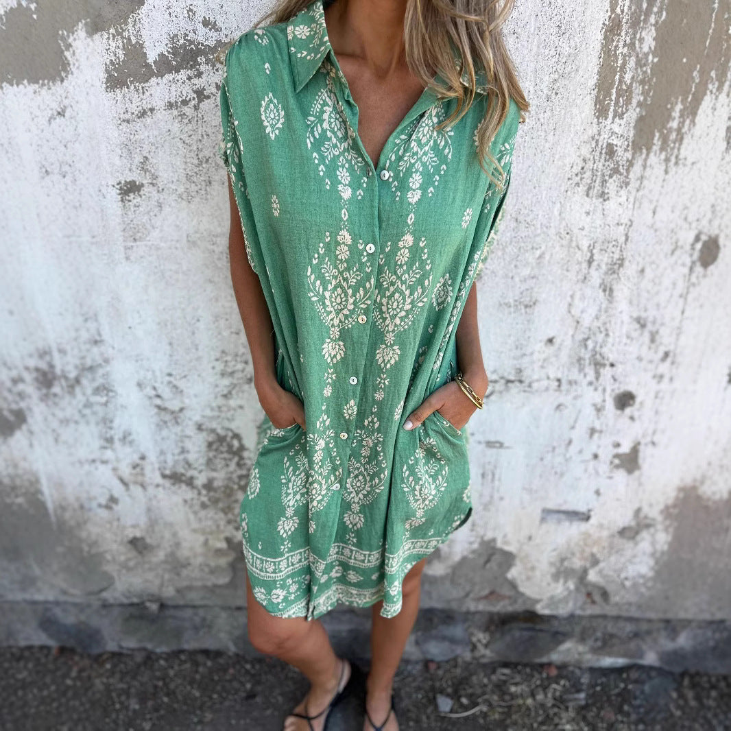 Sue Casual Loose-Fit Dress with Short Sleeves - Elena Harper