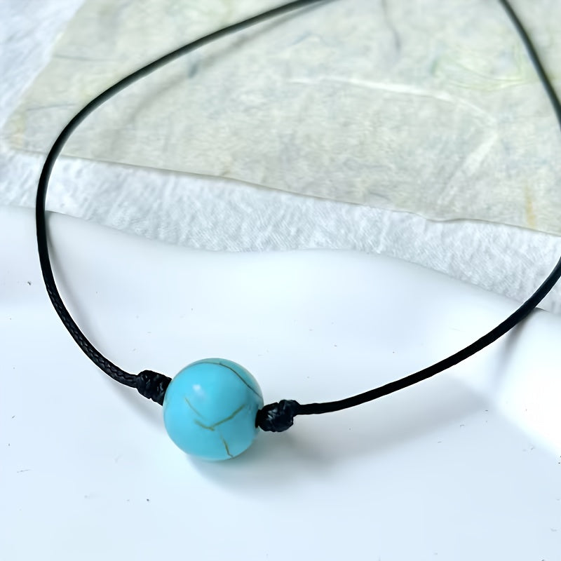 Bohemian Turquoise Stone Bead Adjustable Necklace - Elena Harper