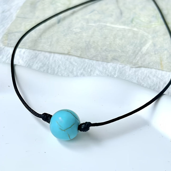 Bohemian Turquoise Stone Bead Adjustable Necklace - Elena Harper