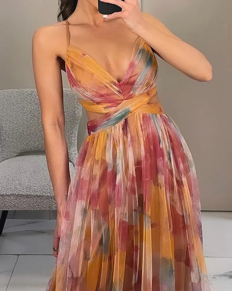 Elegant Dress with Print and Halter Neck by Sophia - Elena Harper