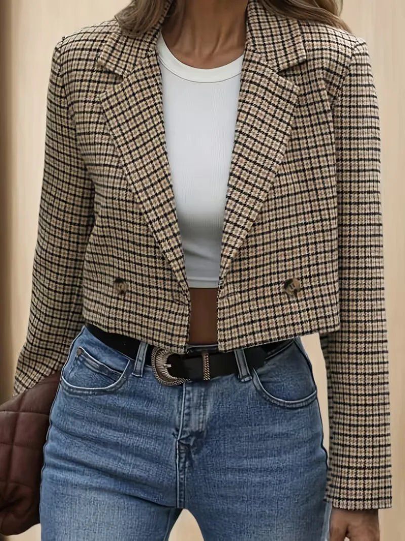 Women's Checkered Blazer - Structured and Elegant