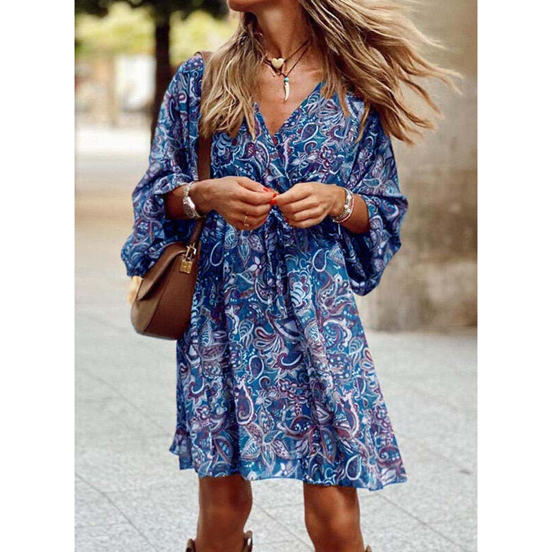 Boho Dress with Loose Fit and Lightweight Fabric Ideal for Autumn