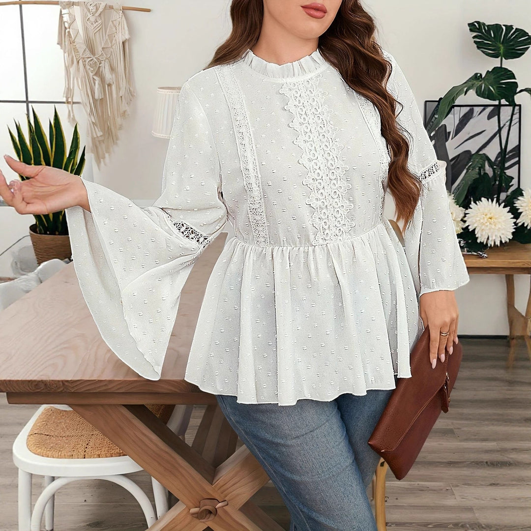 Plus Size Women's Long Sleeve Bell Sleeve Shirt