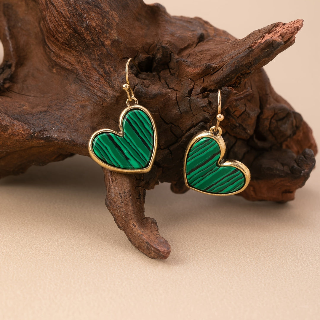 Bohemian Minimalist Natural Turquoise Heart Earrings - Elena Harper