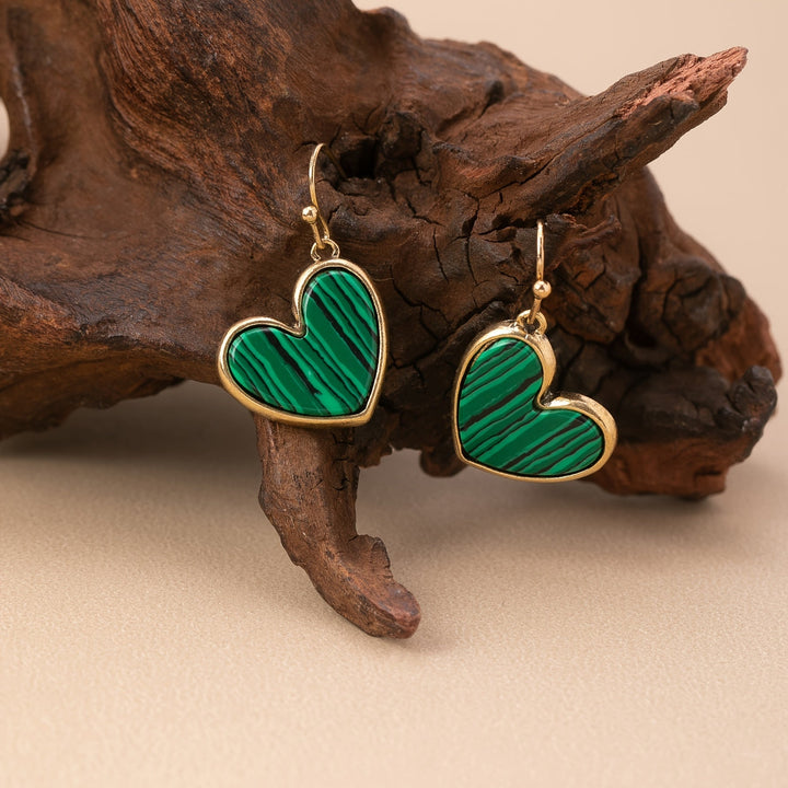 Bohemian Minimalist Natural Turquoise Heart Earrings - Elena Harper