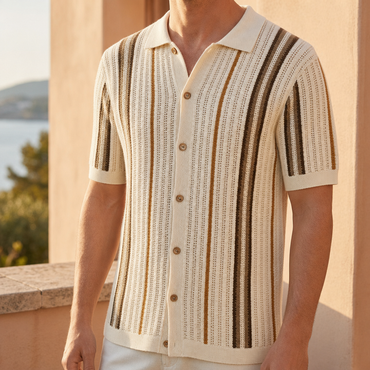 Camogli Striped Knit Polo