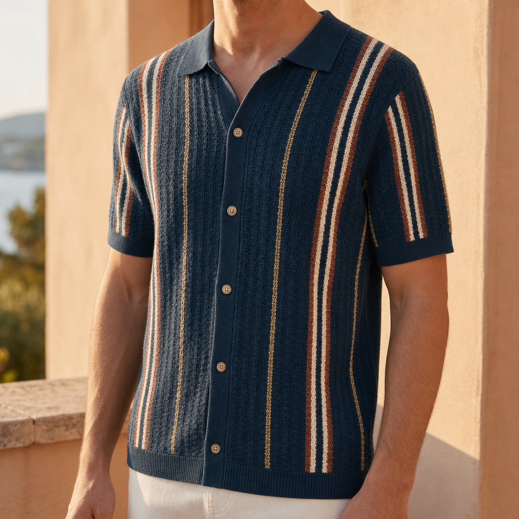 Camogli Striped Knit Polo
