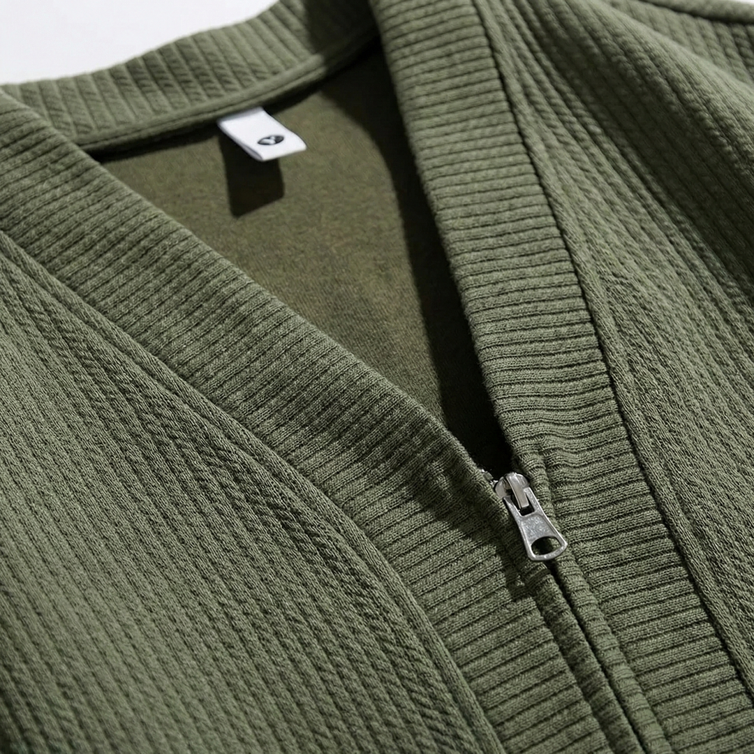 Oversized Zip-Up Cardigan for Men with Pockets