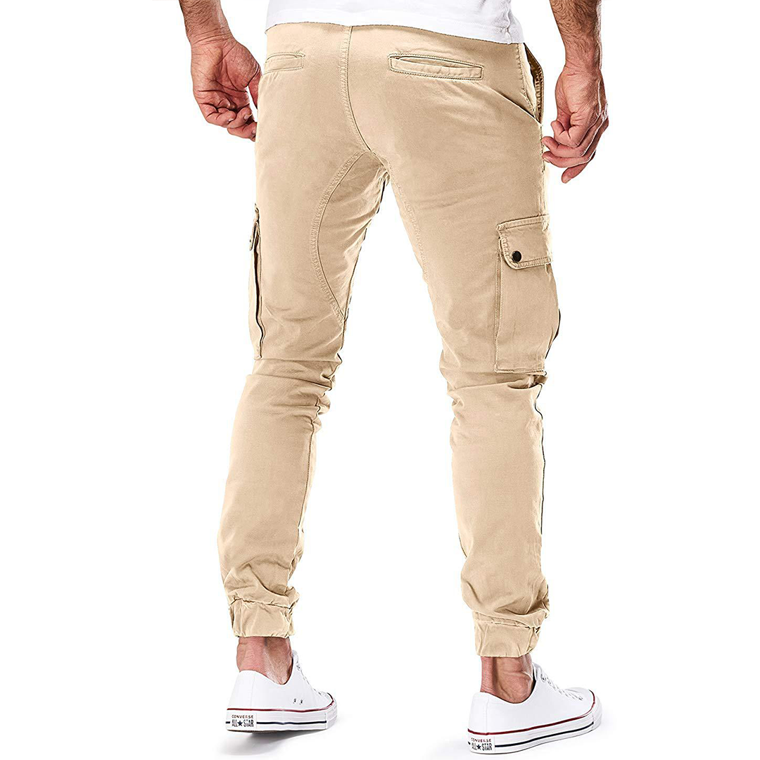 Men's Cargo Pants with Elastic Cuffs and Pockets