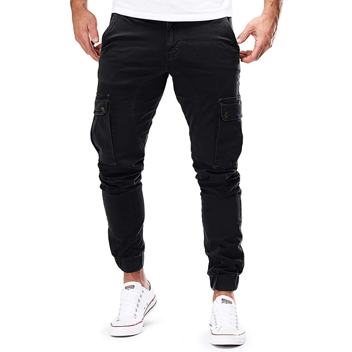 Men's Cargo Pants with Elastic Cuffs and Pockets