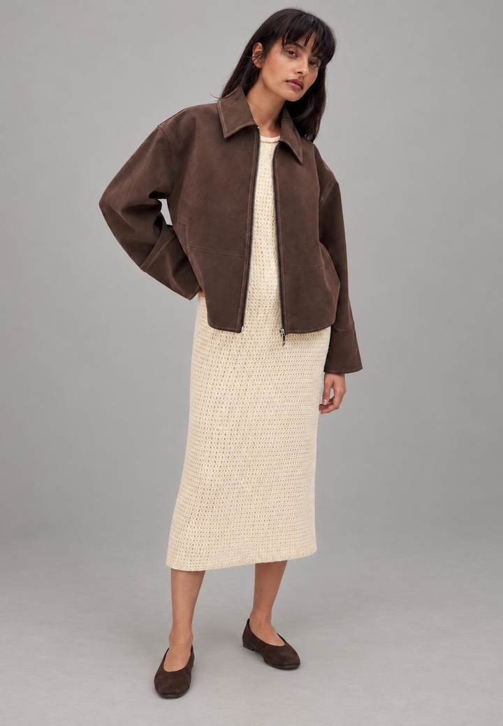 Women's Faux Suede Jacket Straight Cut Zipper - Hedvika