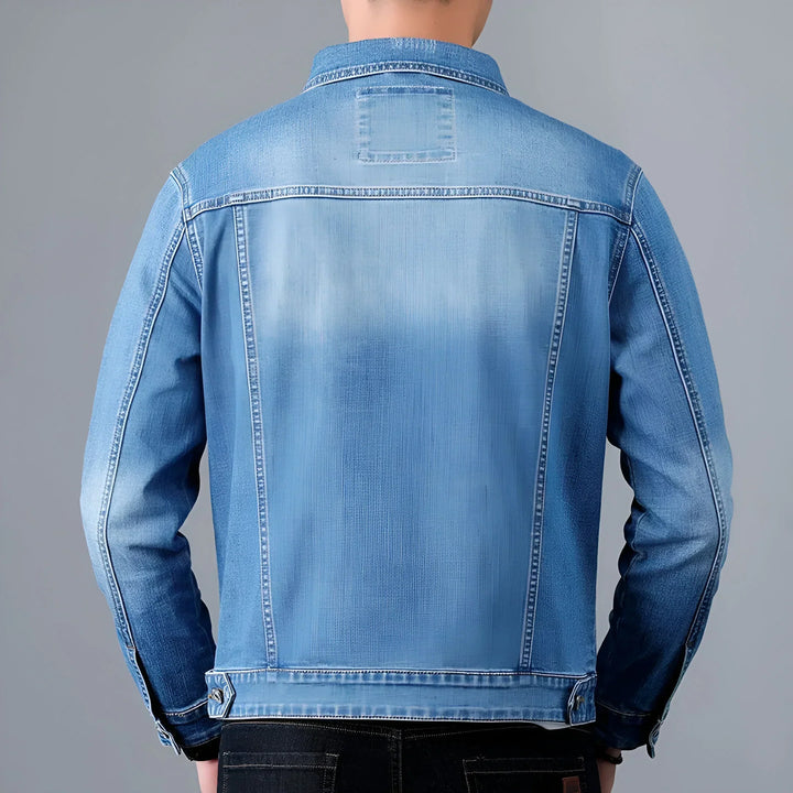 Men's Denim Jacket with Washed Effect and Flap Pockets - Armand