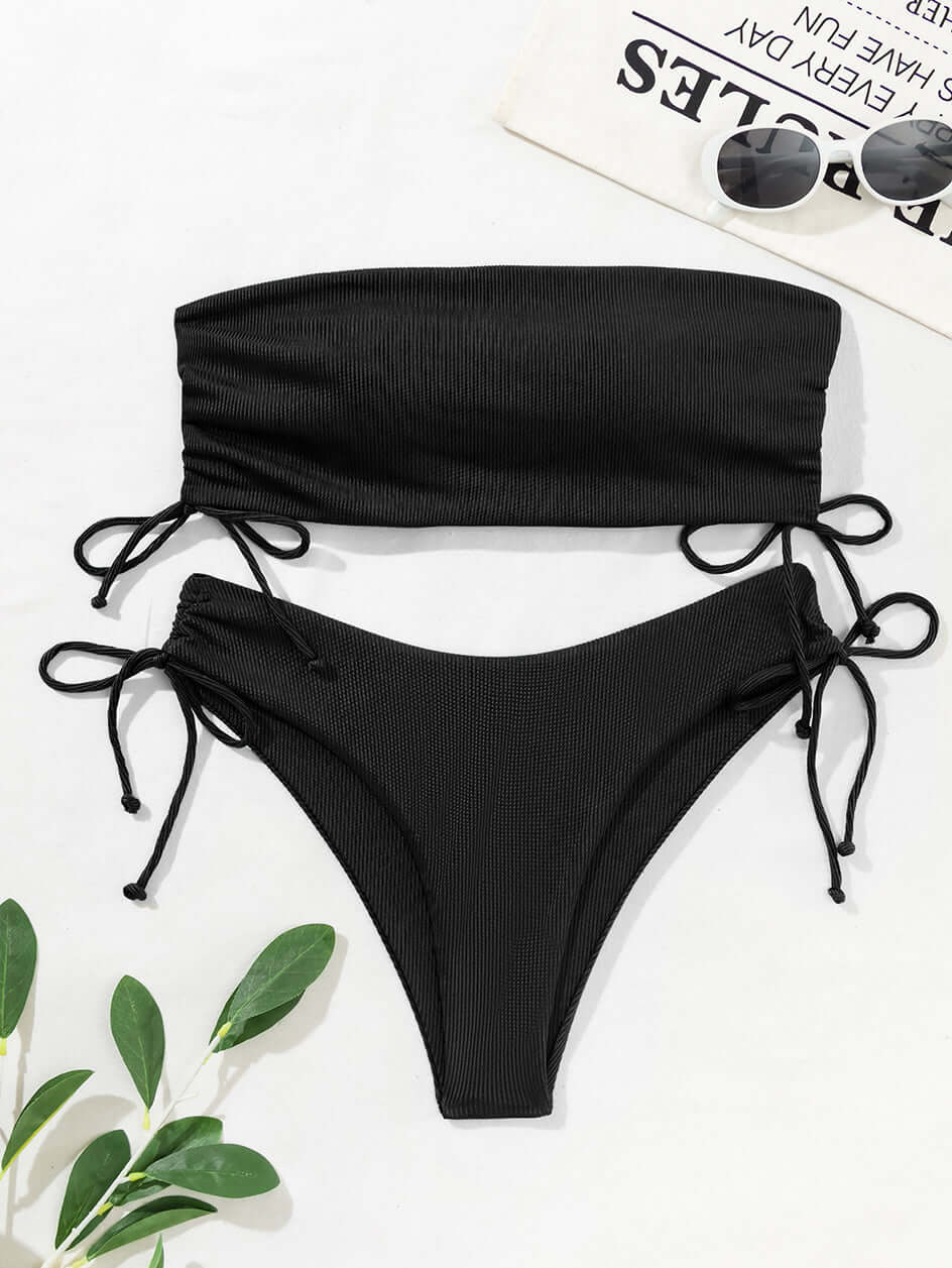 Women's Ribbed Bandeau Bikini Set