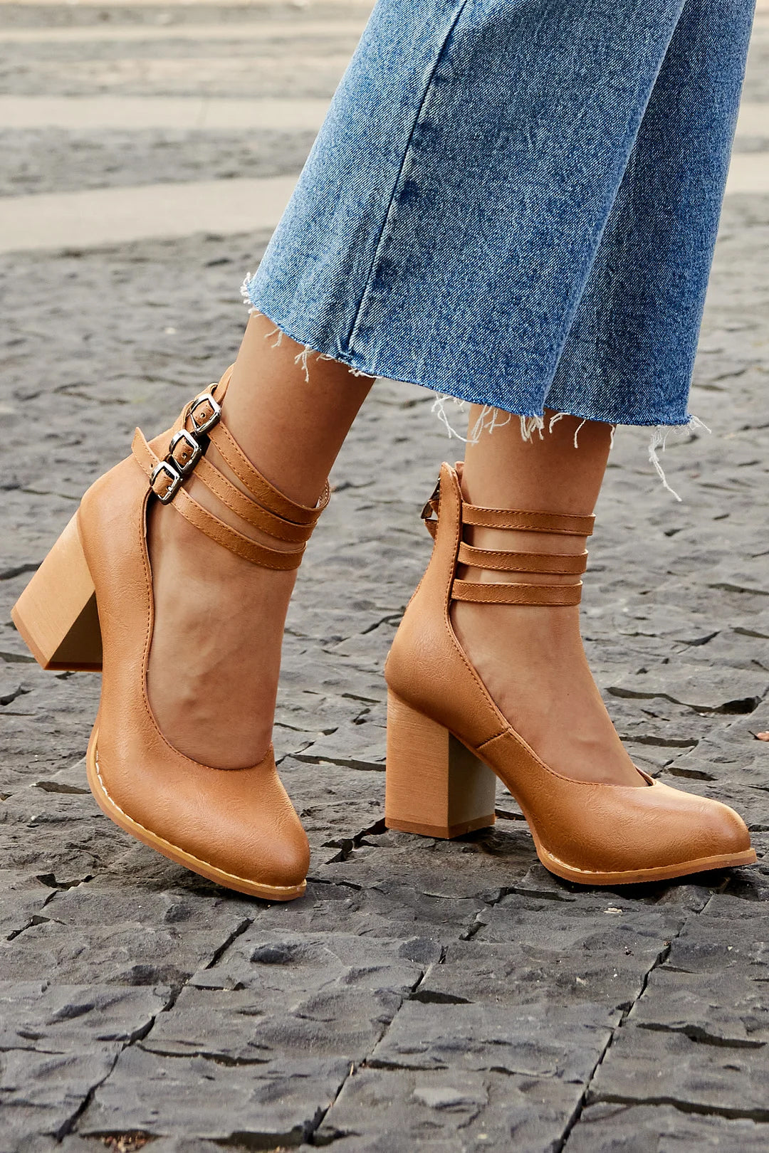Women's Ankle Strap Block Heels – Elegant & Stable