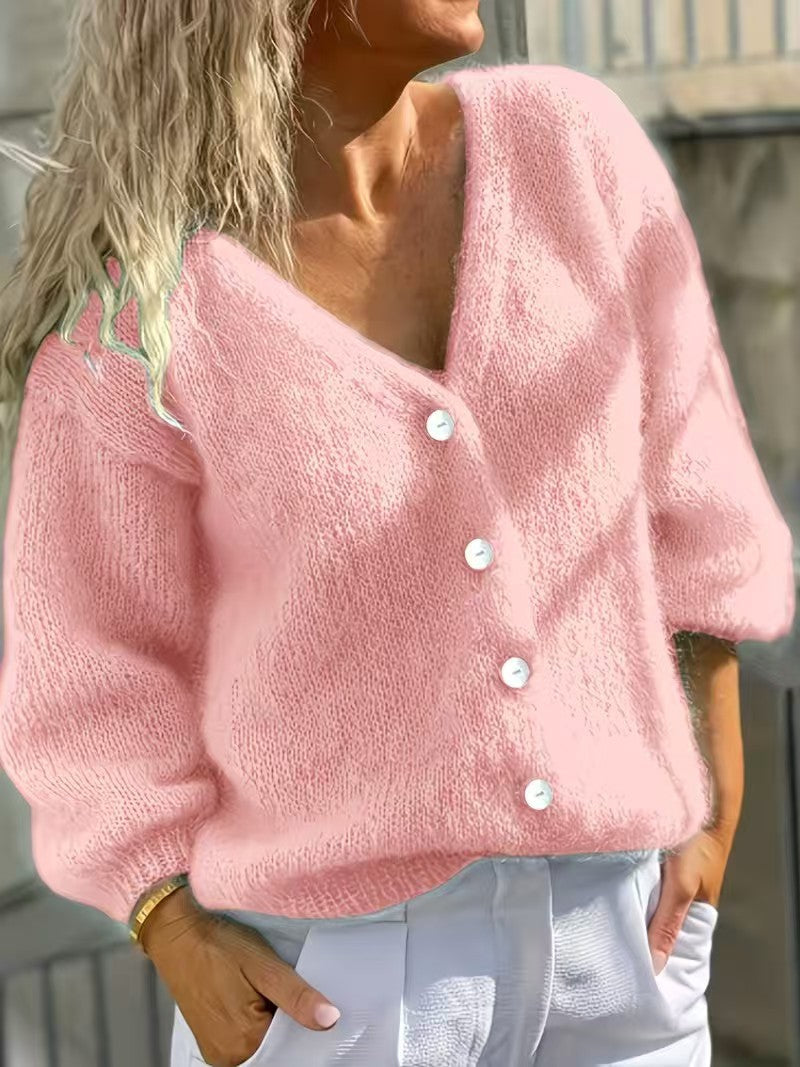 Button-Up Women's Cardigan - Simple and Soft