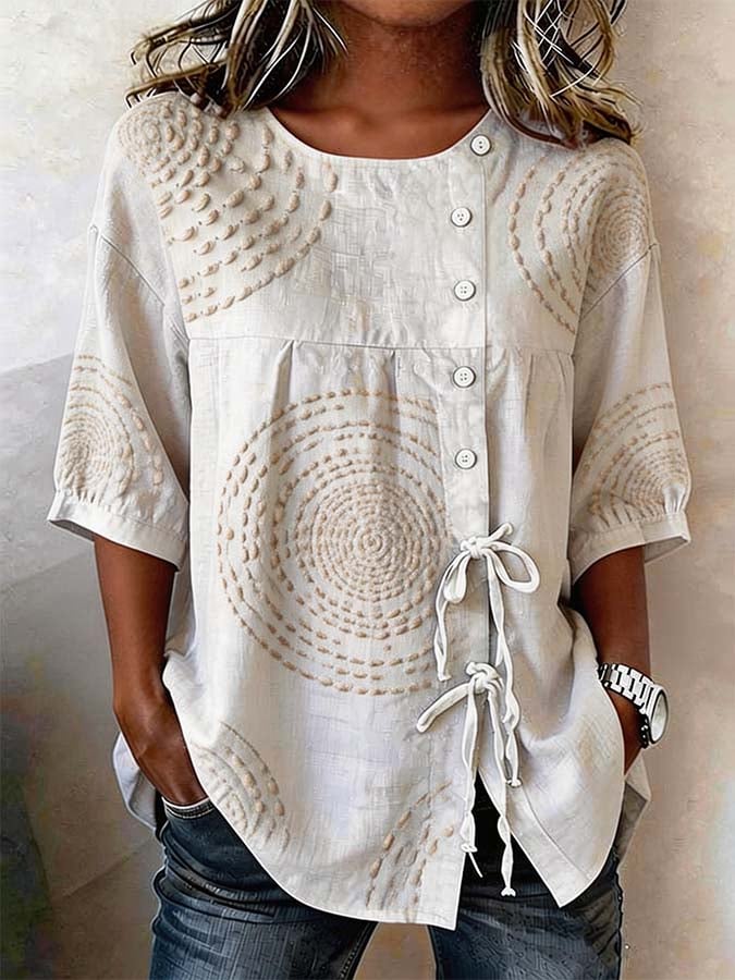 Emeline Soft Embroidered Linen Top - Elena Harper