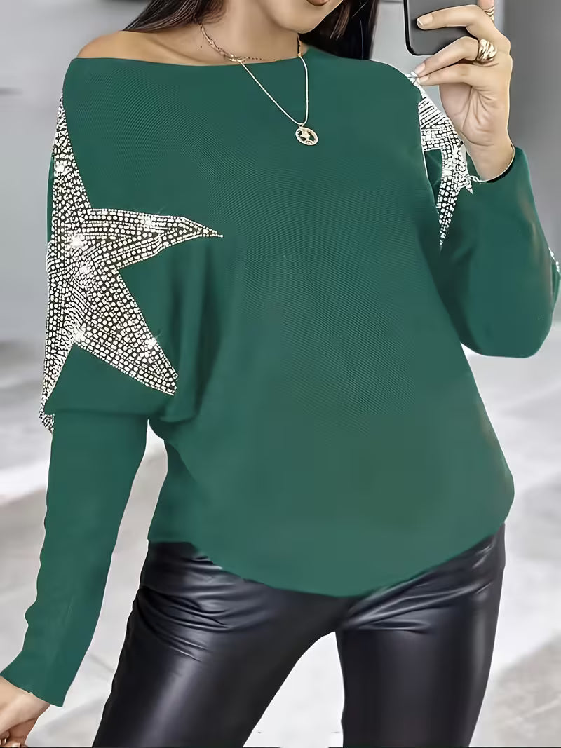 Bernardino - Elegant Long Sleeve Sweater With Star Print