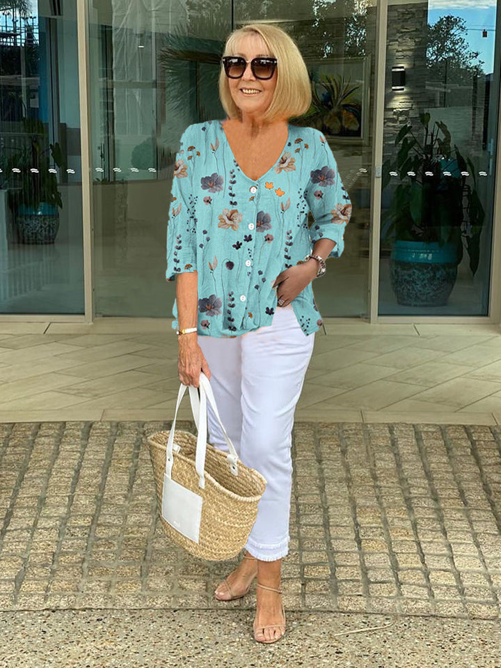 Anita Elegant Flower Blouse - Elena Harper