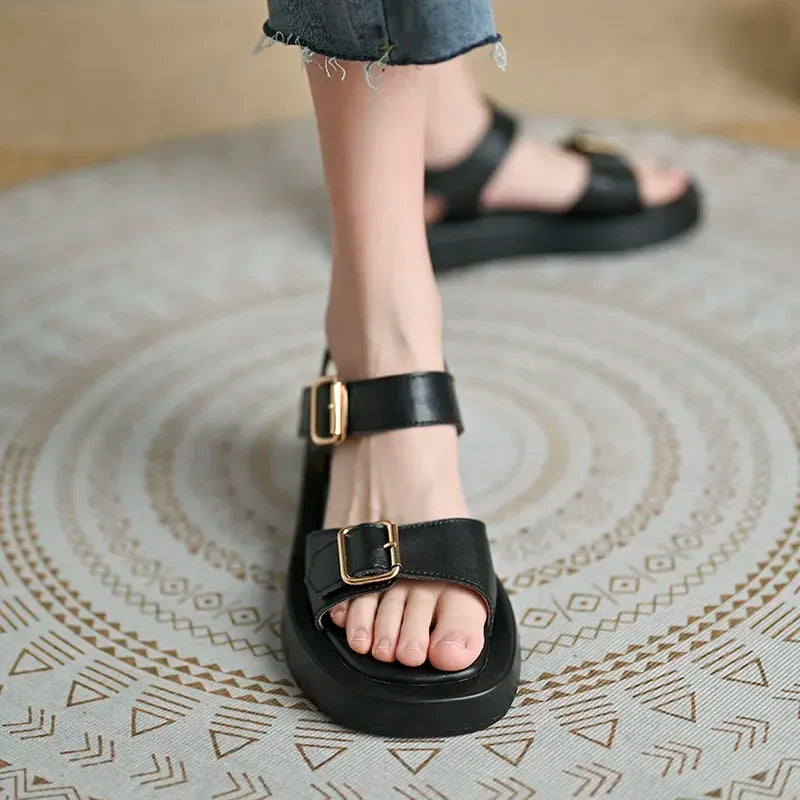 Katy New summer sandals with flat buckles and platforms for women, view 5 - Elena Harper
