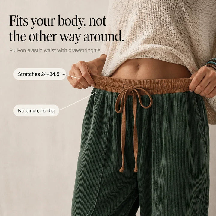 Cordelia – Ribbed Corduroy-Look Lantern Pants