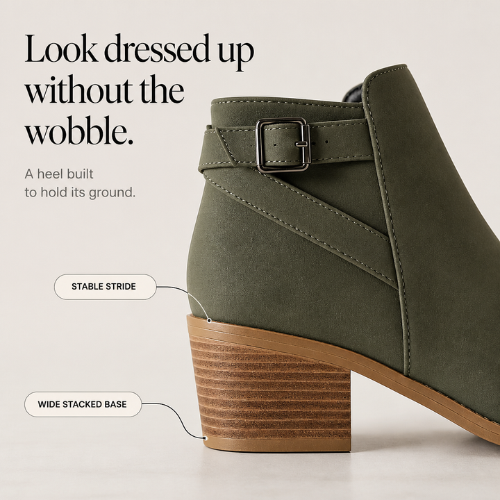 Buckle & Block Slanted Buckle Side-Zip Ankle Boots - Elena Harper