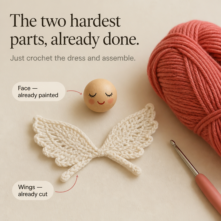 Angelmade Beginner Crochet Angel Ornament Kit - Elena Harper